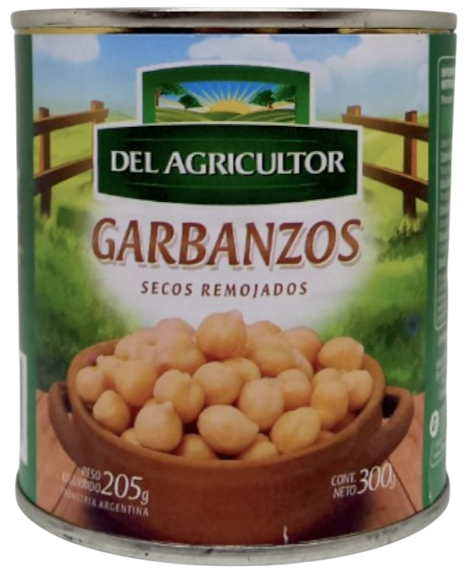 GARBANZOS REMOJADOS EN LATA  DEL AGRICULTOR X 350 GRS