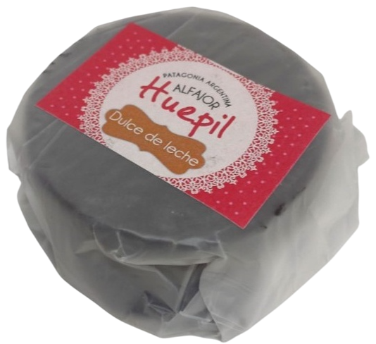 ALFAJOR HUEPIL RELLENO DULCE DE LECHE CUBIERTO CHOCOLATE X 80 GRS