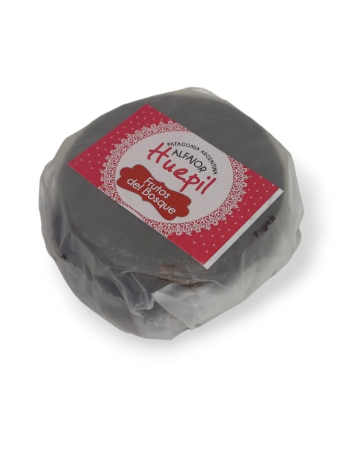 ALFAJOR HUEPIL RELLENO F. DEL BOSQUE CUBIERTO CHOCOLATE X 80 GRS