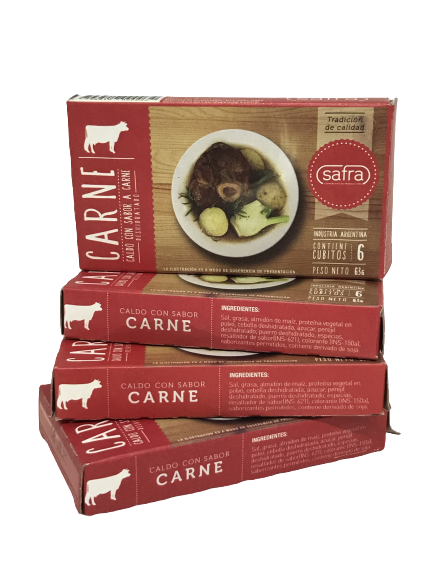 ​​​CALDO EN CUBOS SABOR CARNE COOPERATIVA SAFRA X 6 U