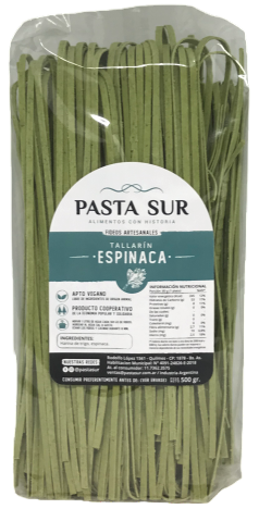 FIDEOS AGROECOLÓGICOS TALLARIN ESPINACA PASTA SUR X 500 GRS