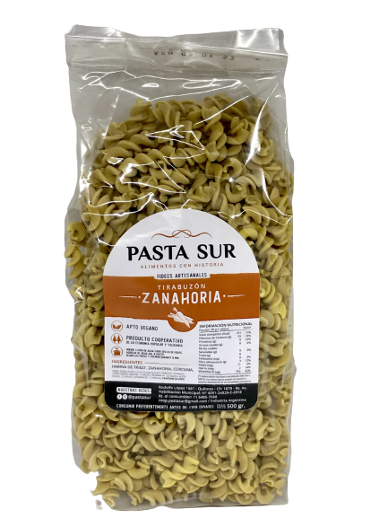 ​​FIDEOS AGROECOLÓGICOS TIRABUZON ZANAHORIA PASTA SUR X 500 GRS