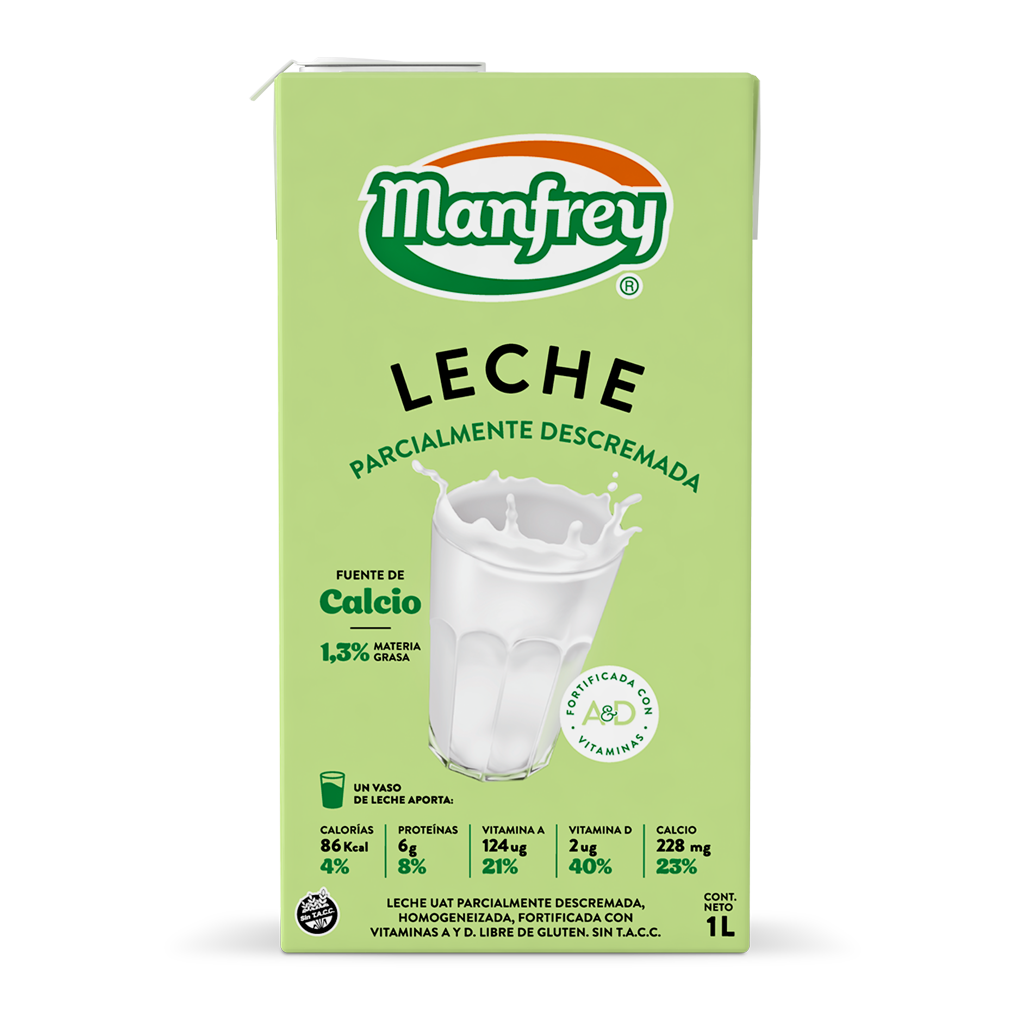 LECHE UAT DESCREMADA HOMOGENEIZADA X 1L MANFREY