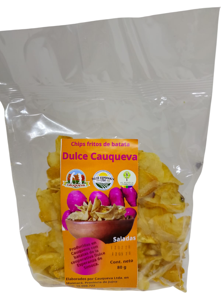 PETALOS DE BATATA CHIPS FRITOS CAUQUEVA X 80 GRS