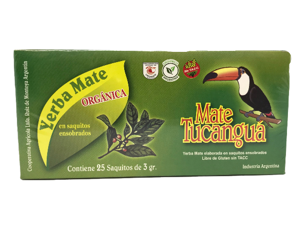MATE COCIDO ORGANICO TUCANGUA SAQUITOS CAJA X 25 U