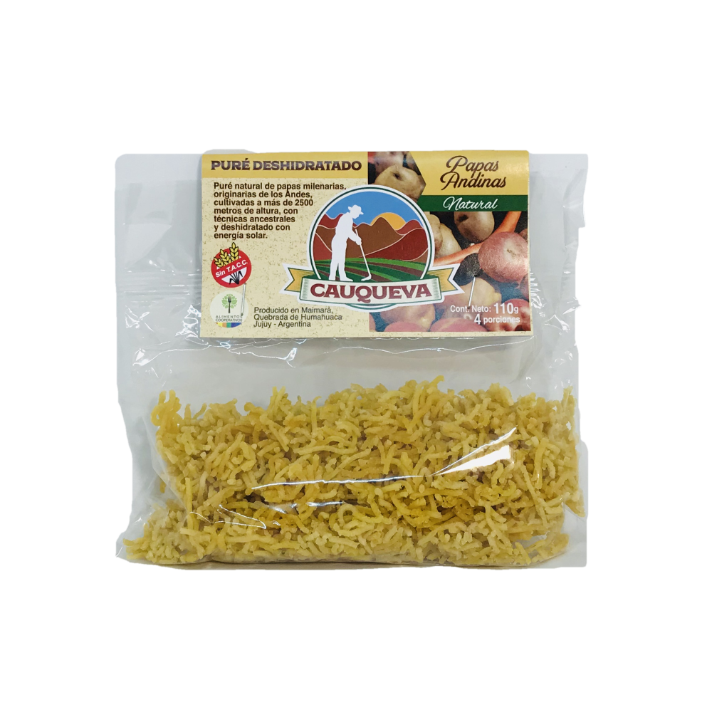 PURE DESHIDRATADO DE PAPAS ANDINAS BLANCAS CAUQUEVA X 110 GRS