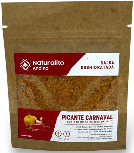 SALSA DESHIDRATADA PICANTE CARNAVAL NATURALITO ANDINO X 60 GRS