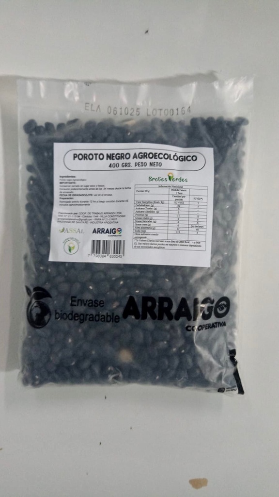 POROTO NEGRO AGROECOLOGICO BROTES VERDES X 400 GRS