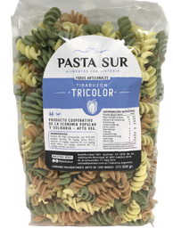 [p1024] ​​​​​FIDEOS AGROECOLÓGICOS TIRABUZON TRICOLOR PASTA SUR X 500 GRS
