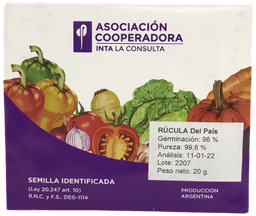 [p2617] SEMILLAS RUCULA INTA X 20 GRS