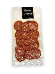 [p0991] PEPPERONI AHUMADO A LEÑA NO ES SOBERBIA FETAS X 100G AL VACIO